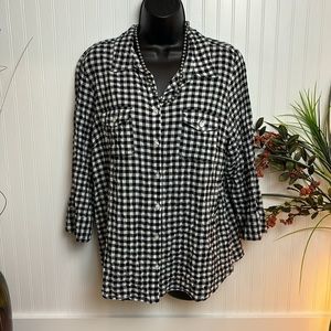 Croft & Barrow Checkered Button Down Blouse